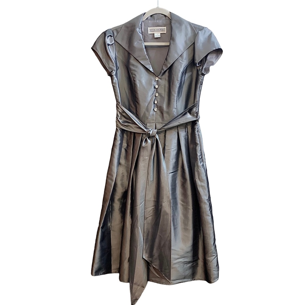 Vintage Jessica Howard Silver Midi Dress Size 8